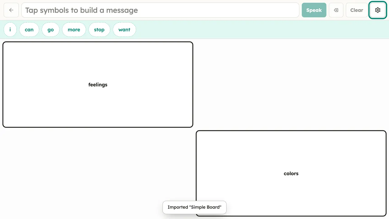The same imported board as board-folders with the folder-button style set to Bold outline (Setup → Display), so folder cells carry a heavy border instead of a corner mark. Desktop, light theme.